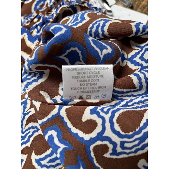 Tory Burch Carolinna Brown Silk Sleeveless Tuxedo Blouse Pleated Ruffle Front - Picture 10 of 10